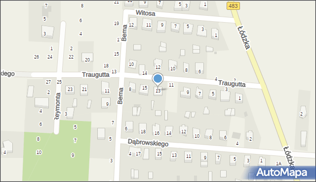 Strzelce Wielkie, Traugutta Romualda, gen., 13, mapa Strzelce Wielkie