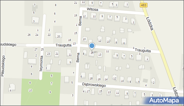 Strzelce Wielkie, Traugutta Romualda, gen., 15, mapa Strzelce Wielkie