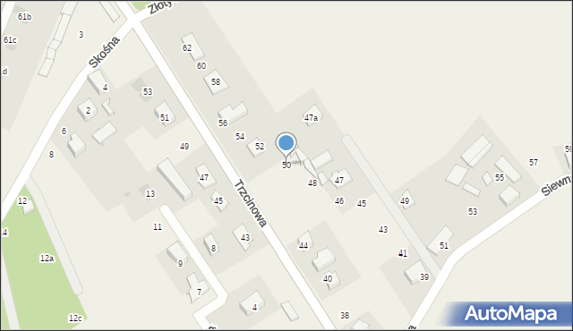 Świerczyniec, Trzcinowa, 50, mapa Świerczyniec