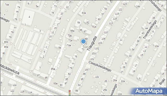 Szczecin, Traugutta Romualda, gen., 72, mapa Szczecina