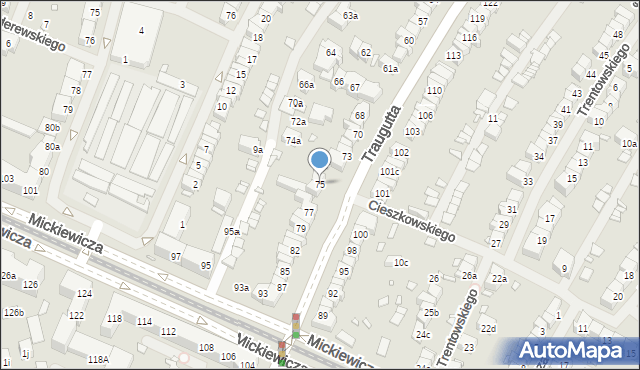 Szczecin, Traugutta Romualda, gen., 75, mapa Szczecina