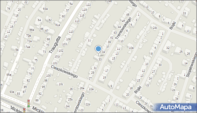 Szczecin, Trentowskiego Bronisława, 33b, mapa Szczecina