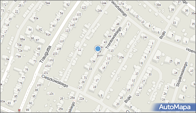 Szczecin, Trentowskiego Bronisława, 37, mapa Szczecina