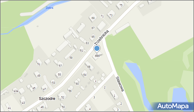 Szczodre, Trzebnicka, 68A, mapa Szczodre