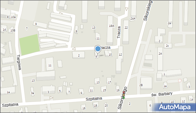 Tarnobrzeg, Tracza Jana, por., 6, mapa Tarnobrzegu