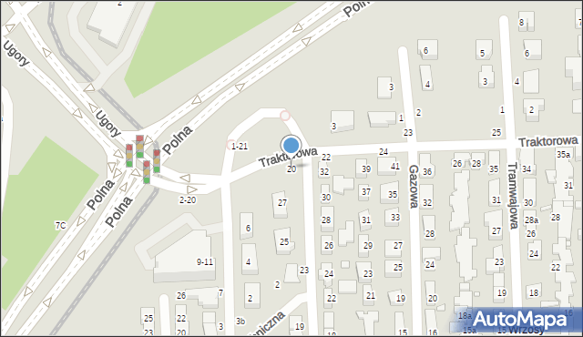 Toruń, Traktorowa, 20, mapa Torunia
