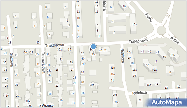 Toruń, Traktorowa, 36d, mapa Torunia