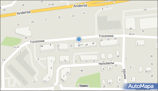 Toruń, Trzcinowa, 14, mapa Torunia