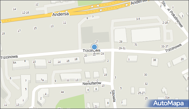 Toruń, Trzcinowa, 22, mapa Torunia