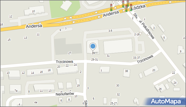 Toruń, Trzcinowa, 29, mapa Torunia