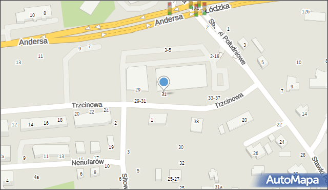 Toruń, Trzcinowa, 31, mapa Torunia