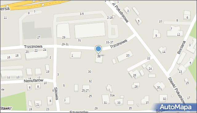 Toruń, Trzcinowa, 38, mapa Torunia