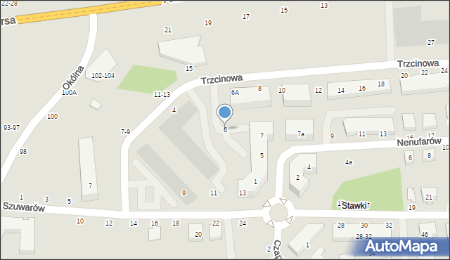 Toruń, Trzcinowa, 6, mapa Torunia