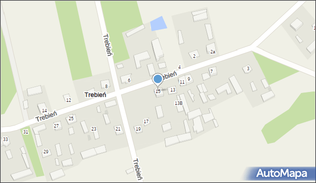 Trebień, Trebień, 15, mapa Trebień