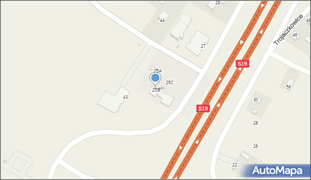 Trojaczkowice, Trojaczkowice, 25B, mapa Trojaczkowice