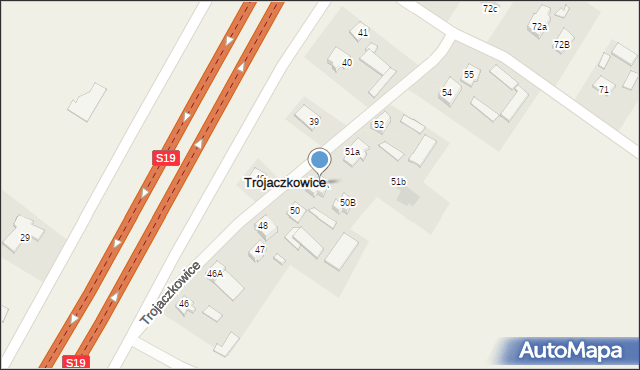 Trojaczkowice, Trojaczkowice, 50A, mapa Trojaczkowice