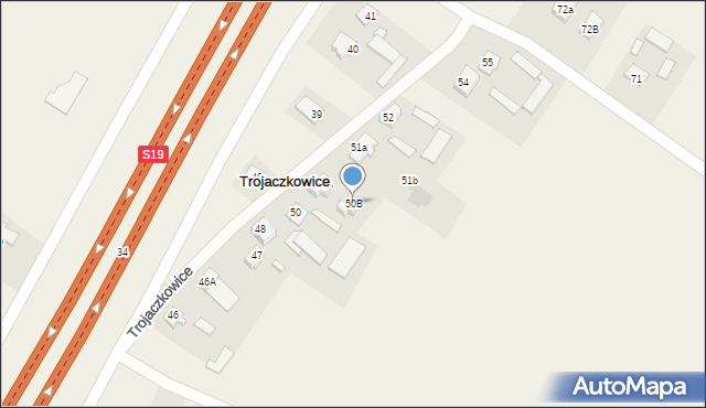 Trojaczkowice, Trojaczkowice, 50B, mapa Trojaczkowice