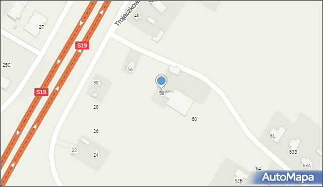 Trojaczkowice, Trojaczkowice, 58, mapa Trojaczkowice