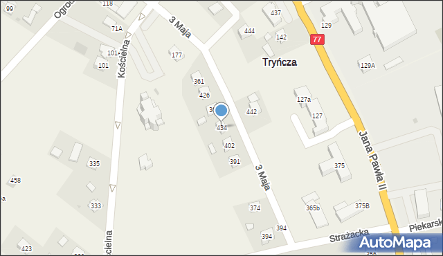Tryńcza, Tryńcza, 434, mapa Tryńcza