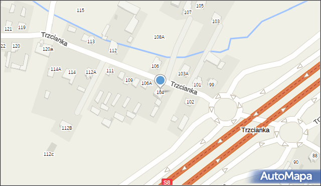 Trzcianka, Trzcianka, 104, mapa Trzcianka