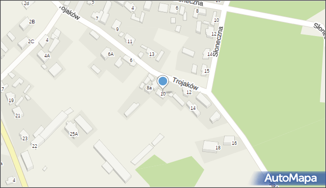 Trzebiechów, Trojaków, 10, mapa Trzebiechów