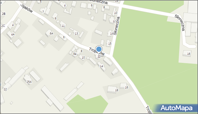 Trzebiechów, Trojaków, 12, mapa Trzebiechów