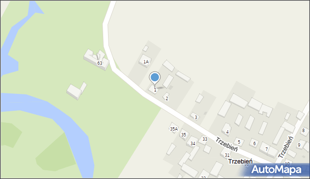 Trzebień, Trzebień, 1, mapa Trzebień