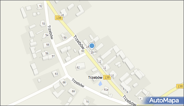 Trzebów, Trzebów, 13, mapa Trzebów