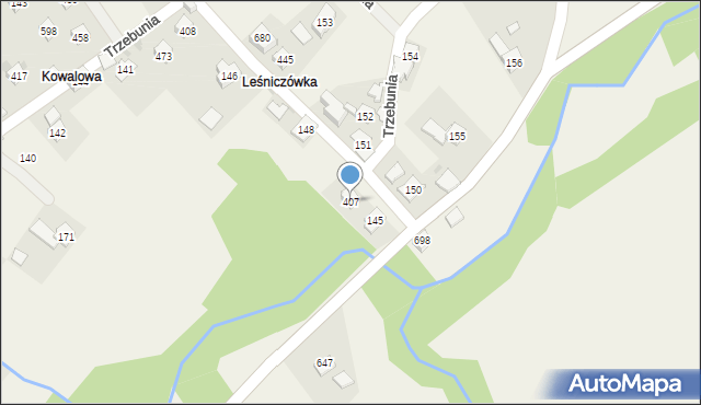 Trzebunia, Trzebunia, 407, mapa Trzebunia