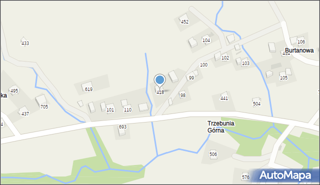 Trzebunia, Trzebunia, 418, mapa Trzebunia