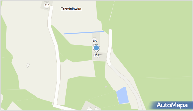 Trześniów, Trześniów, 308, mapa Trześniów
