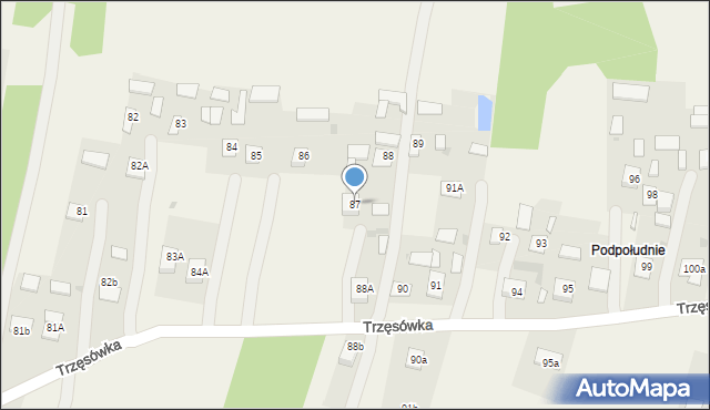 Trzęsówka, Trzęsówka, 87, mapa Trzęsówka