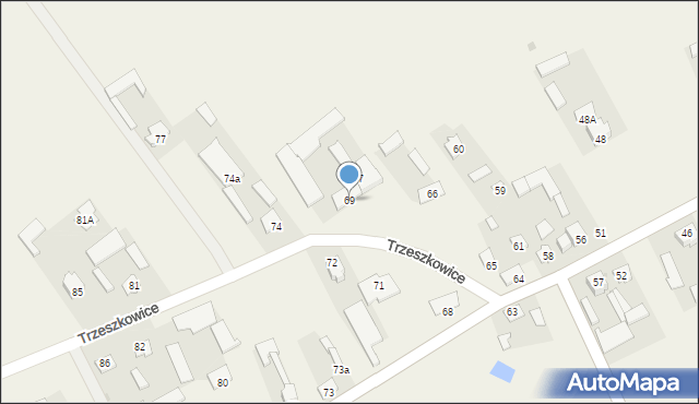 Trzeszkowice, Trzeszkowice, 69, mapa Trzeszkowice