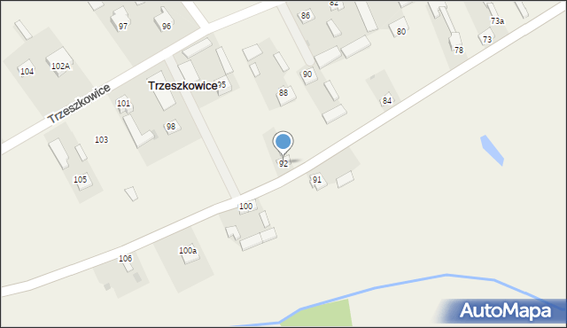 Trzeszkowice, Trzeszkowice, 92, mapa Trzeszkowice