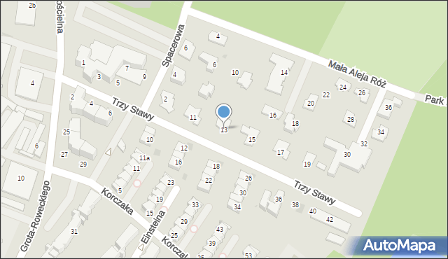 Tychy, Trzy Stawy, 13, mapa Tychów