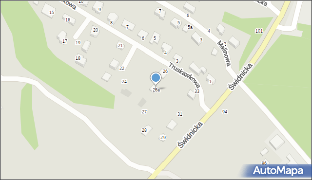 Wałbrzych, Truskawkowa, 26a, mapa Wałbrzycha