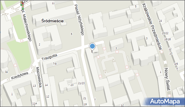 Warszawa, Traugutta Romualda, gen., 5A, mapa Warszawy