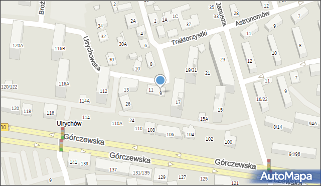 Warszawa, Traktorzystki, 9, mapa Warszawy