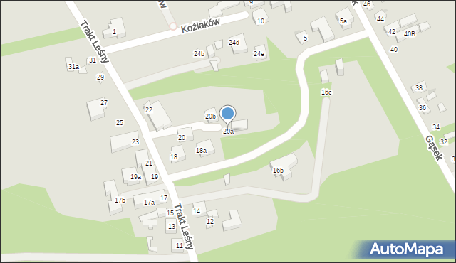 Warszawa, Trakt Leśny, 20a, mapa Warszawy