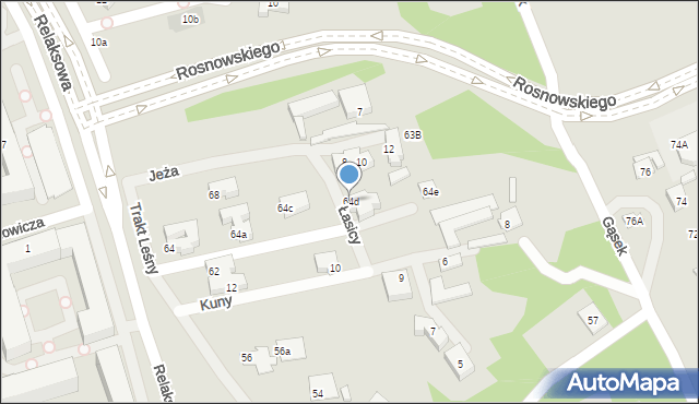 Warszawa, Trakt Leśny, 64d, mapa Warszawy