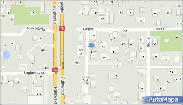 Warszawa, Trele, 8, mapa Warszawy