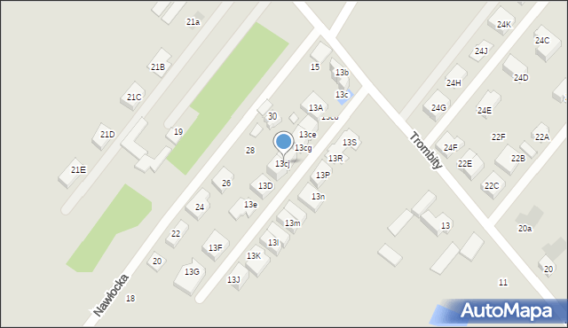 Warszawa, Trombity, 13cj, mapa Warszawy