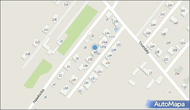Warszawa, Trombity, 13ck, mapa Warszawy