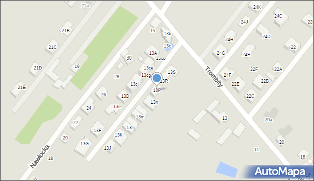 Warszawa, Trombity, 13P, mapa Warszawy