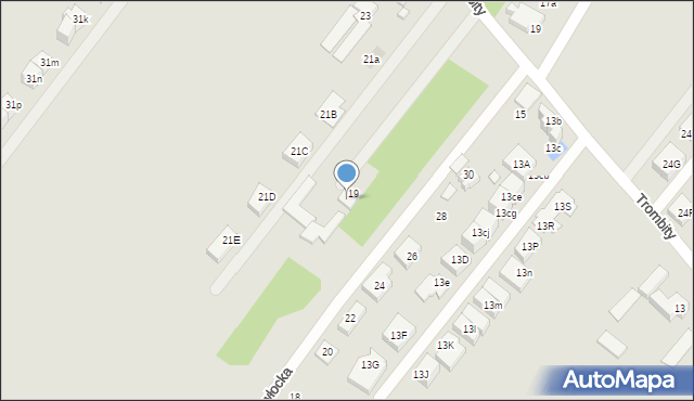 Warszawa, Trombity, 19A, mapa Warszawy