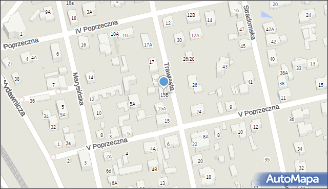 Warszawa, Trawiasta, 15B, mapa Warszawy