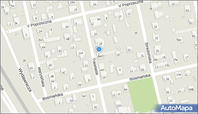 Warszawa, Trawiasta, 16A, mapa Warszawy