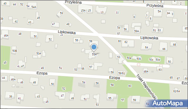 Warszawa, Trakt Napoleoński, 53A, mapa Warszawy