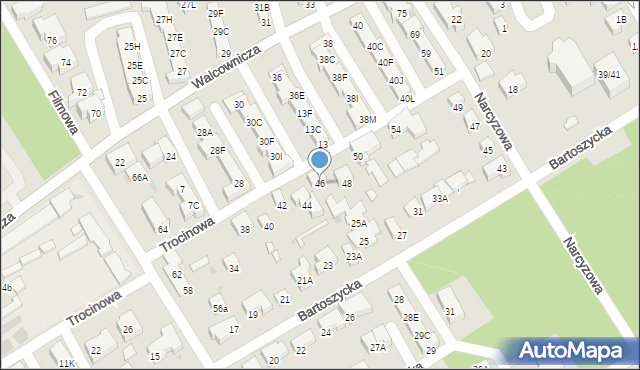 Warszawa, Trocinowa, 46, mapa Warszawy