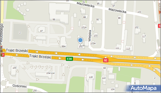 Warszawa, Trakt Brzeski, 101, mapa Warszawy
